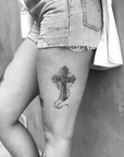 Cross With Rosary Tattoo